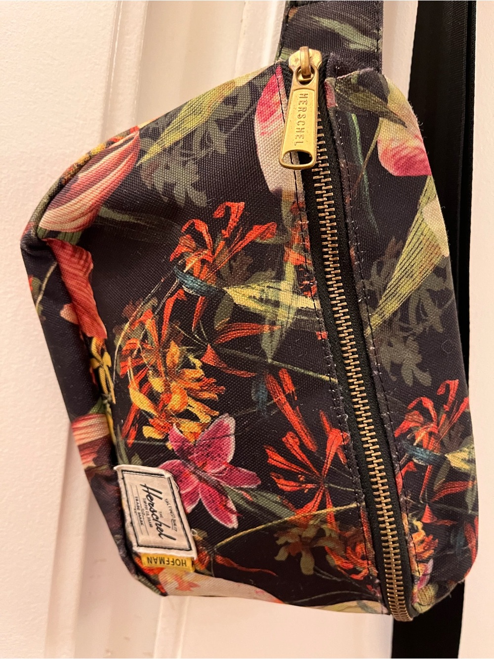 Herschel Supply Company Black Floral Print Crossbody Bag / Fanny Pack